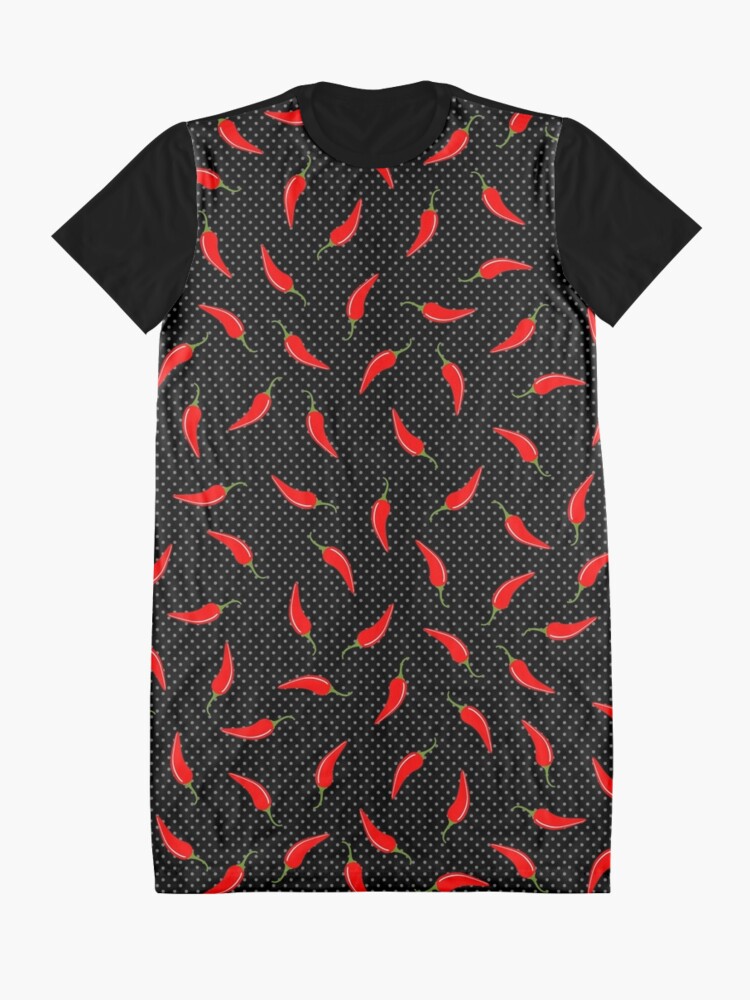 Alternate view of Dark Red Pepper and Dots Graphic T-Shirt Dress