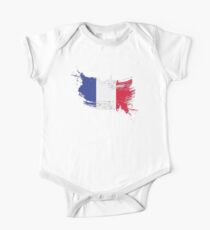 France Flag Brush Splatter One Piece - Short Sleeve
