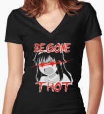 Be gone Thot Women's Fitted V-Neck T-Shirt