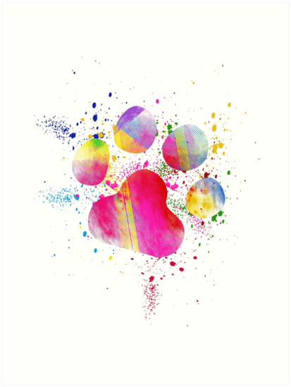 Download "Beautiful Paw Print Watercolor Splash Dog Cat Lover" Art ...