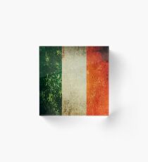 Grunge Scratched Metal Irish Flag Acrylic Block