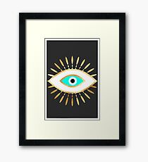 hamsa evil eye gold foil print Framed Print