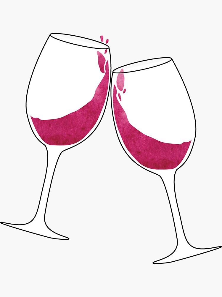 "Clinking Wine Glasses" Sticker by libberdoodle Redbubble