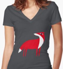 Fox pattern Women's Fitted V-Neck T-Shirt