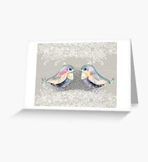 Exotic Silver Lovebirds Greeting Card