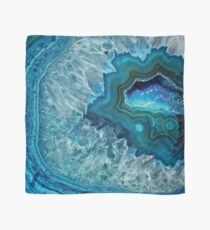 Pretty Teal Aqua Turquoise Geode Crystals Pattern Scarf