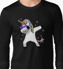 Dabbing Unicorn Shirt Dab Hip Hop Funny Magic Long Sleeve T-Shirt