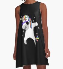 Dabbing Unicorn Shirt Dab Hip Hop Funny Magic A-Line Dress