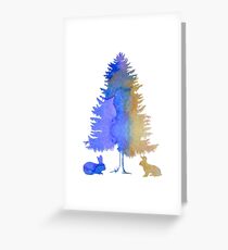 Rabbits under a fir Greeting Card