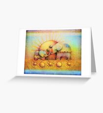 rainbow elephant blessing Greeting Card