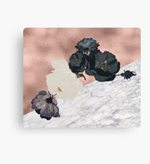 Floral marble rose gold Canvas Print