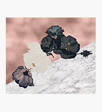 Floral Marmor Roségold Fotodruck