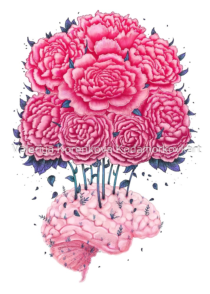 Creative Brains with peonies  by Valeriya Korenkova Kodamorkovkart