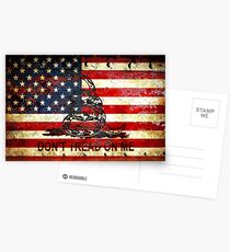 American Flag And Viper On Rusted Metal Door - Don't Tread On Me Postcards