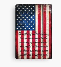 Vintage American Flag And 2nd Amendment On Old Wood Planks Canvas Print