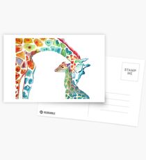 Giraffe Mama und Baby Postkarten