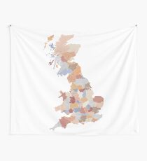 Great Britain Map Crumpled Kraft Paper Design Wall Tapestry