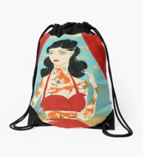 Foxy Tattooed Lady Drawstring Bag