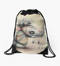 Upside Down Elephants Drawstring Bag