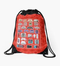 Red Pixel Art Consoles Drawstring Bag