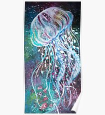 Space Floral Jellyfish Poster