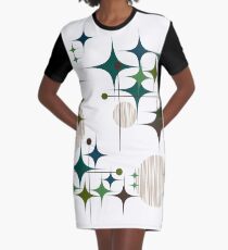 Eames-Ära Starbursts und Globen T-Shirt Kleid