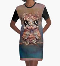little rainbow flower owl Graphic T-Shirt Dress
