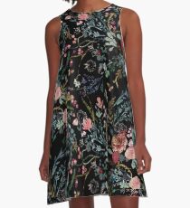 Mitternacht Blumen A-Linien Kleid