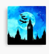 Magical Watercolor Night - Peter Pan Canvas Print