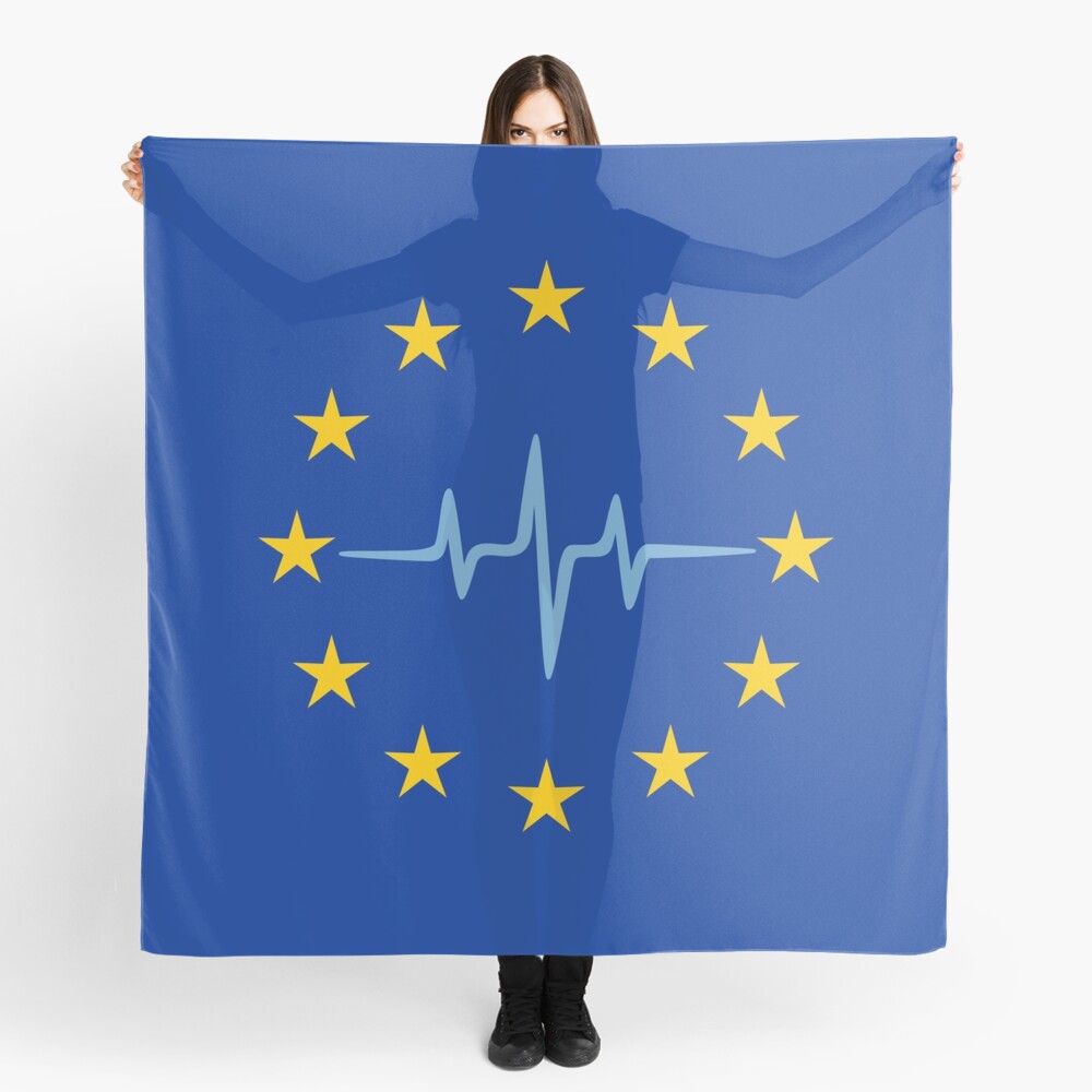 Pulse of Europe, heartbeat, EU stars, flag, European Union, frequency Scarf