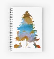 Rabbits under a fir Spiral Notebook