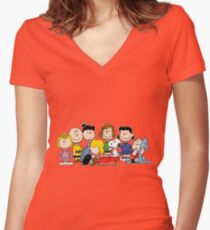 Peanuts, Charlie Brown, Snoopy Women's Fitted V-Neck T-Shirt