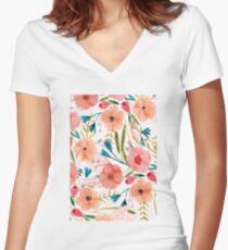 Floral Dance Women's Fitted V-Neck T-Shirt