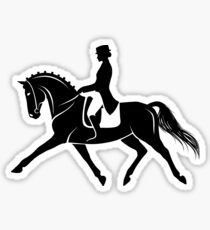 Detailed silhouette of a dressage horse performing extended trot Sticker
