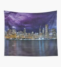 Spacey Chicago Skyline Wall Tapestry