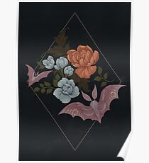 Botanical - moths and night flowers Poster