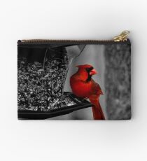 Cardinal at the feeder. Studio Pouch