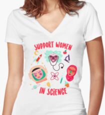 Support Women in Science Women's Fitted V-Neck T-Shirt