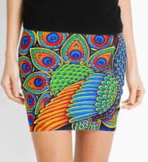 Colorful Paisley Peacock Bird Mini Skirt