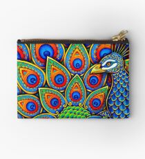 Colorful Paisley Peacock Bird Studio Pouch