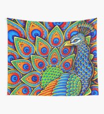 Colorful Paisley Peacock Bird Wall Tapestry