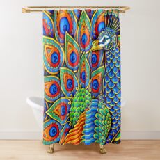 Colorful Paisley Peacock Rainbow Bird Shower Curtain