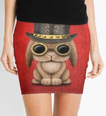 Steampunk Baby Bunny Rabbit on Red Mini Skirt