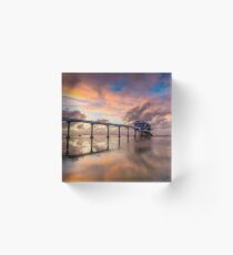 Stormy Lifeboat Station Sunset Acrylic Block