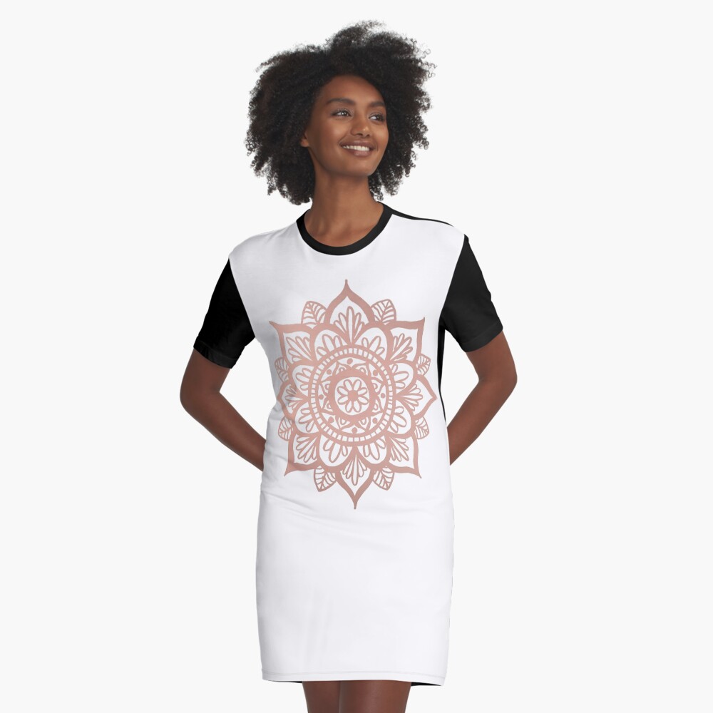 Nuevo Mandala de oro rosa Vestido camiseta