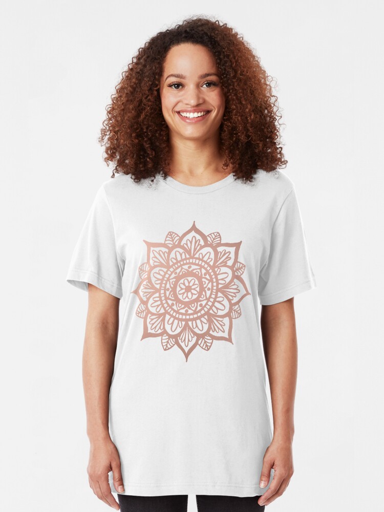 Vista alternativa de Camiseta ajustada Nuevo Mandala de oro rosa