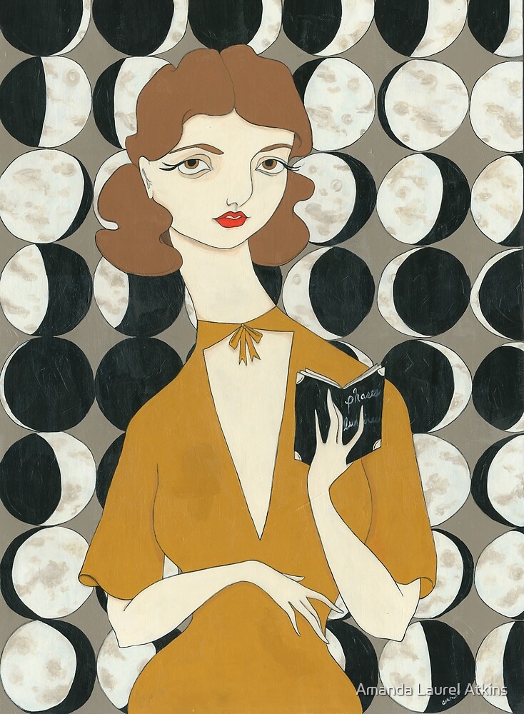 "Moon Phases Woman" by Amanda Laurel Atkins | Redbubble