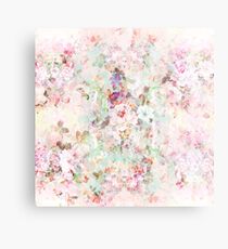 Rosa Aquarell Vintage Blumen Muster Metallbild