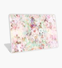 Rosa Aquarell Vintage Blumen Muster Laptop Folie
