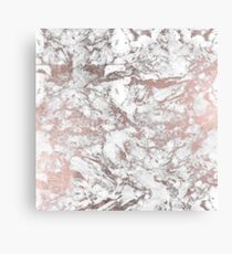 Eleganter Luxusfauxrosegold weißer stilvoller Marmor Leinwanddruck